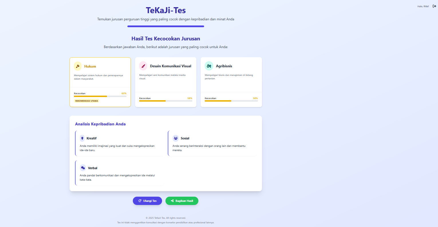 Gambar Proyek Pengembangan Website TeKaJi: Tes Kecocokan Jurusan Masuk Perguruan Tinggi